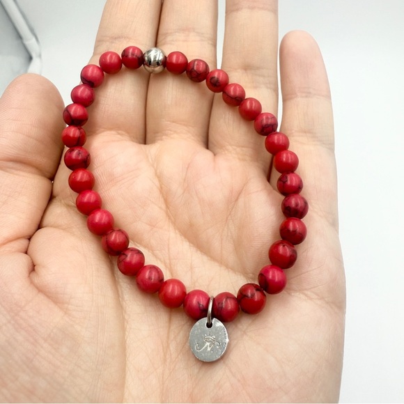 Eye of Horus Protection Elegant Red and Black Gemstone Beaded Bracelet Sets - Picture 10 of 11